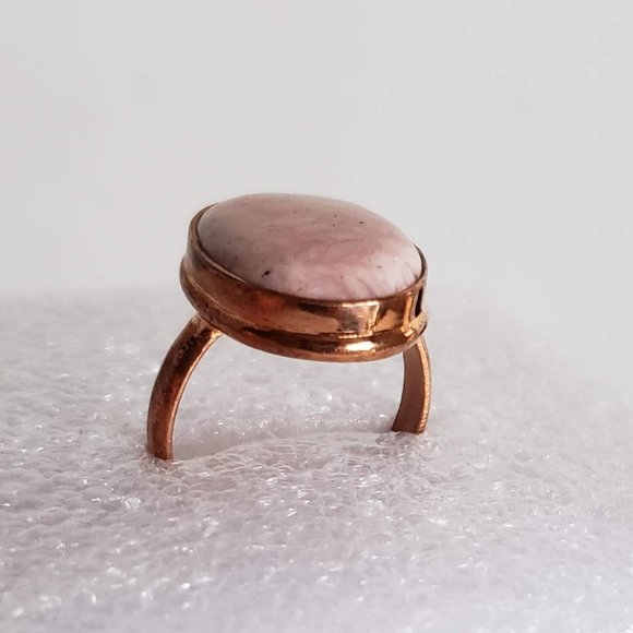 Sz 10 Natural Pink RHODOCHROSITE Ring in solid Copper Artisan Made - Picture 3 of 14